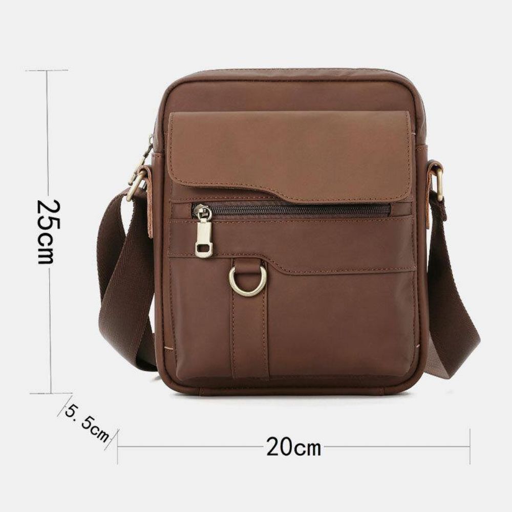 Mannen Echt Leer Grote Capaciteit Vintage Casual 6.5 Inch Telefoon Tas Crossbody Tas Schoudertas Messenger Aktetas