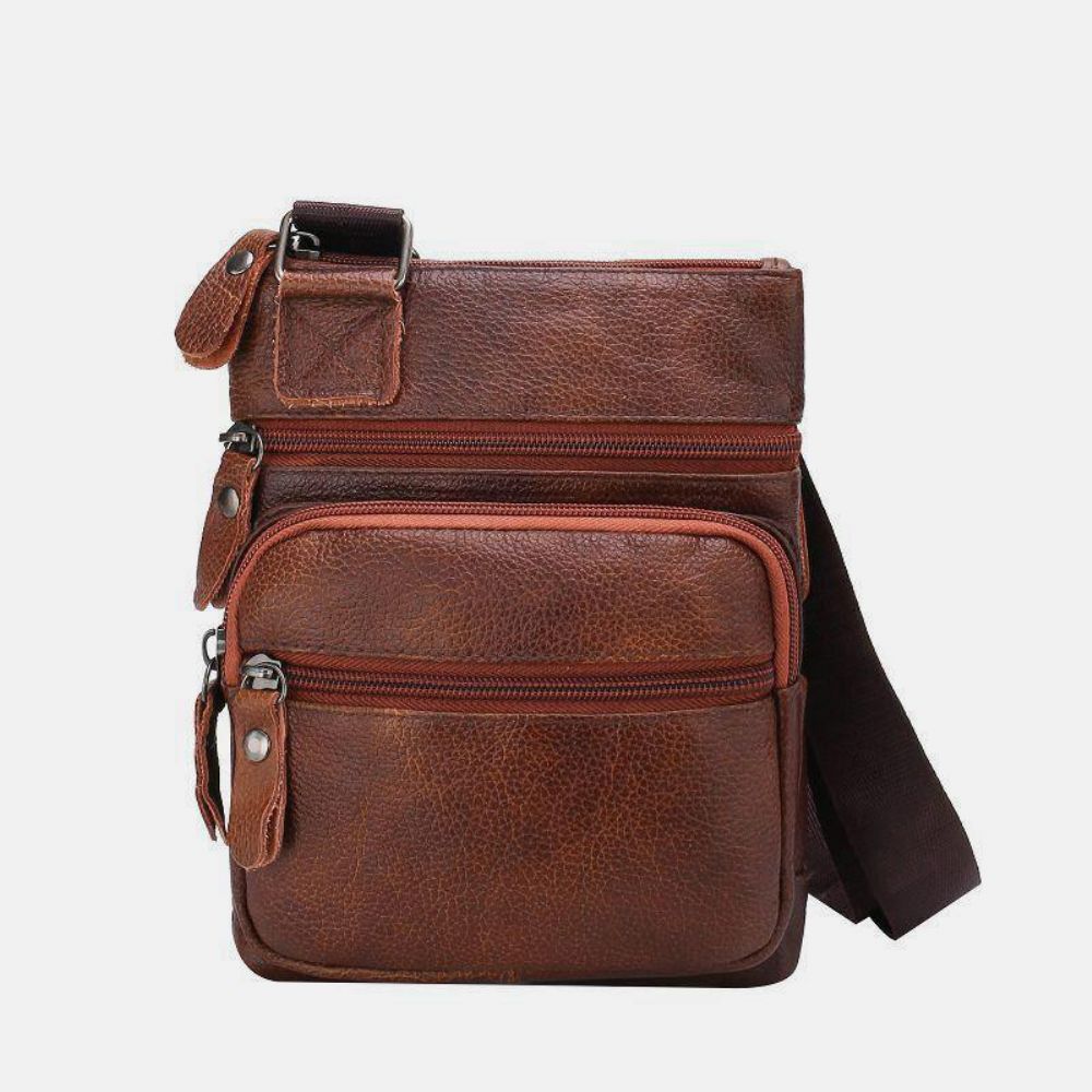 Mannen Echt Leer Grote Capaciteit Waterdichte Slijtvaste Crossbody Tas