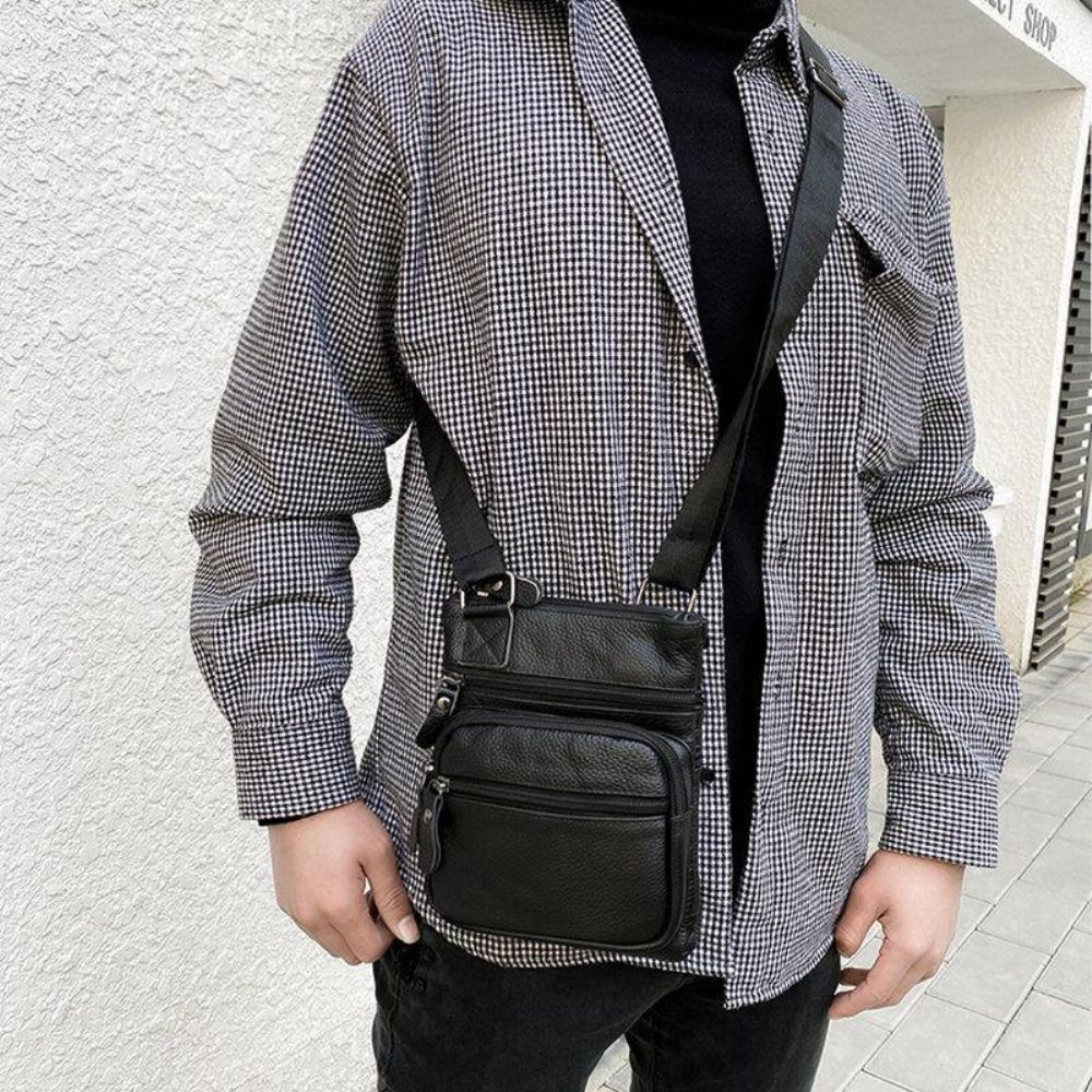 Mannen Echt Leer Grote Capaciteit Waterdichte Slijtvaste Crossbody Tas