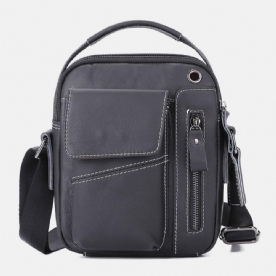 Mannen Echt Leer Multi-Pocket Hoofdtelefoon Gat Vintage 6.5 Inch Telefoon Tas Crossbody Schoudertas Messenger Aktetas