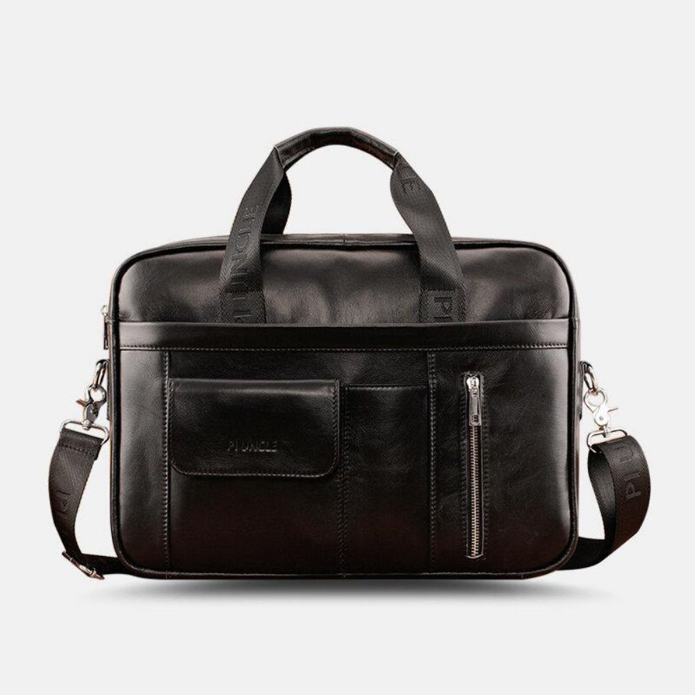 Mannen Echt Leer Multifunctionele Grote Capaciteit Multi-Pocket Crossbody Tas Schoudertas Handtas Messenger Aktetas