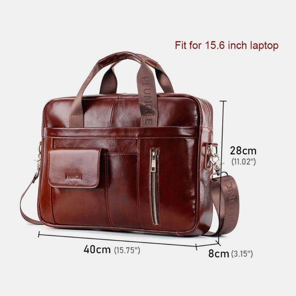 Mannen Echt Leer Multifunctionele Grote Capaciteit Multi-Pocket Crossbody Tas Schoudertas Handtas Messenger Aktetas