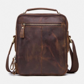 Mannen Echt Leer Multifunctionele Multi-Pocket Vintage Aktetassen Messenger Bag Crossbody Tas Handtas