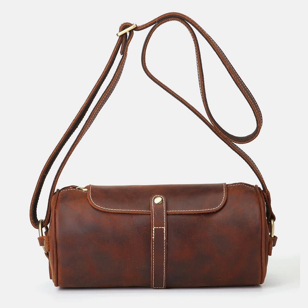 Mannen Echt Leer Retro Mode Verstelbare Crossbody Tas Schoudertas