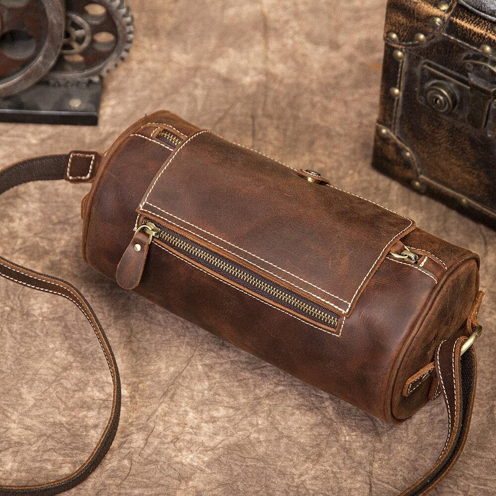 Mannen Echt Leer Retro Mode Verstelbare Crossbody Tas Schoudertas