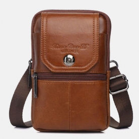 Mannen Echt Leer Vintage Multi-Kaartsleuf 6.5 Inch Mini Telefoon Tas Crossbody Tas Heuptas Koeienhuid Tas