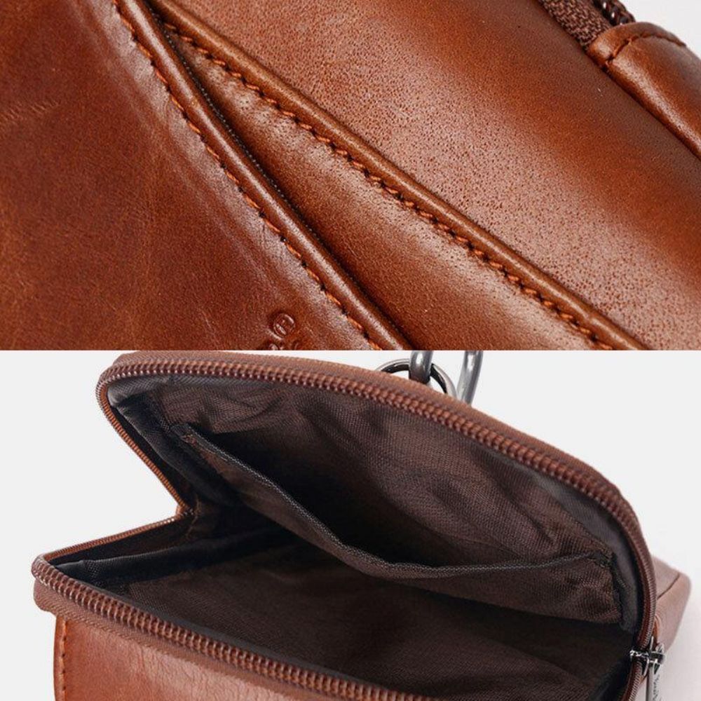 Mannen Echt Leer Vintage Multi-Kaartsleuf 6.5 Inch Mini Telefoon Tas Crossbody Tas Heuptas Koeienhuid Tas