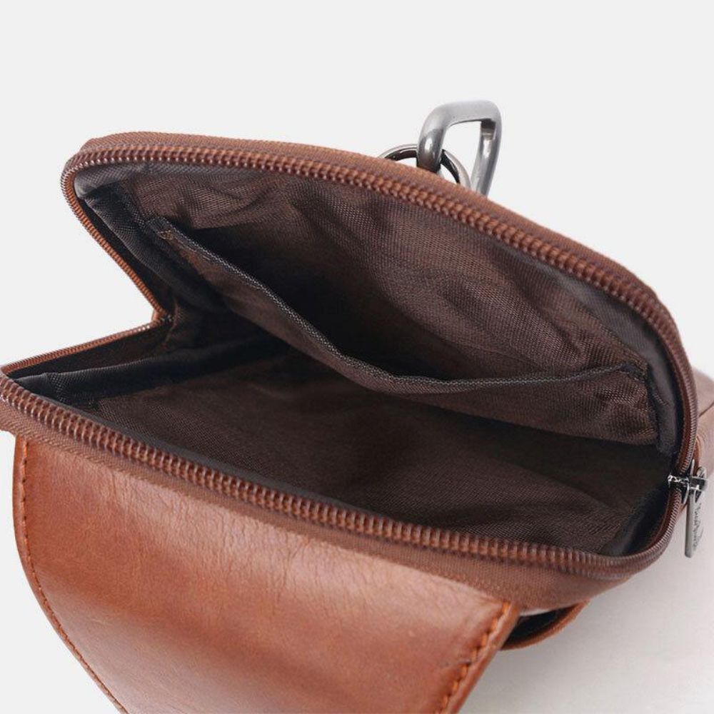 Mannen Echt Leer Vintage Multifunctionele 6.5 Inch Mini Telefoon Tas Crossbody Tas Heuptas Koeienhuid Tas