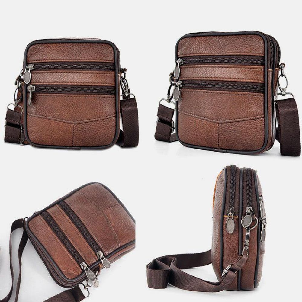 Mannen Lederen Crossbody Tas Met Grote Capaciteit Grote Capaciteit