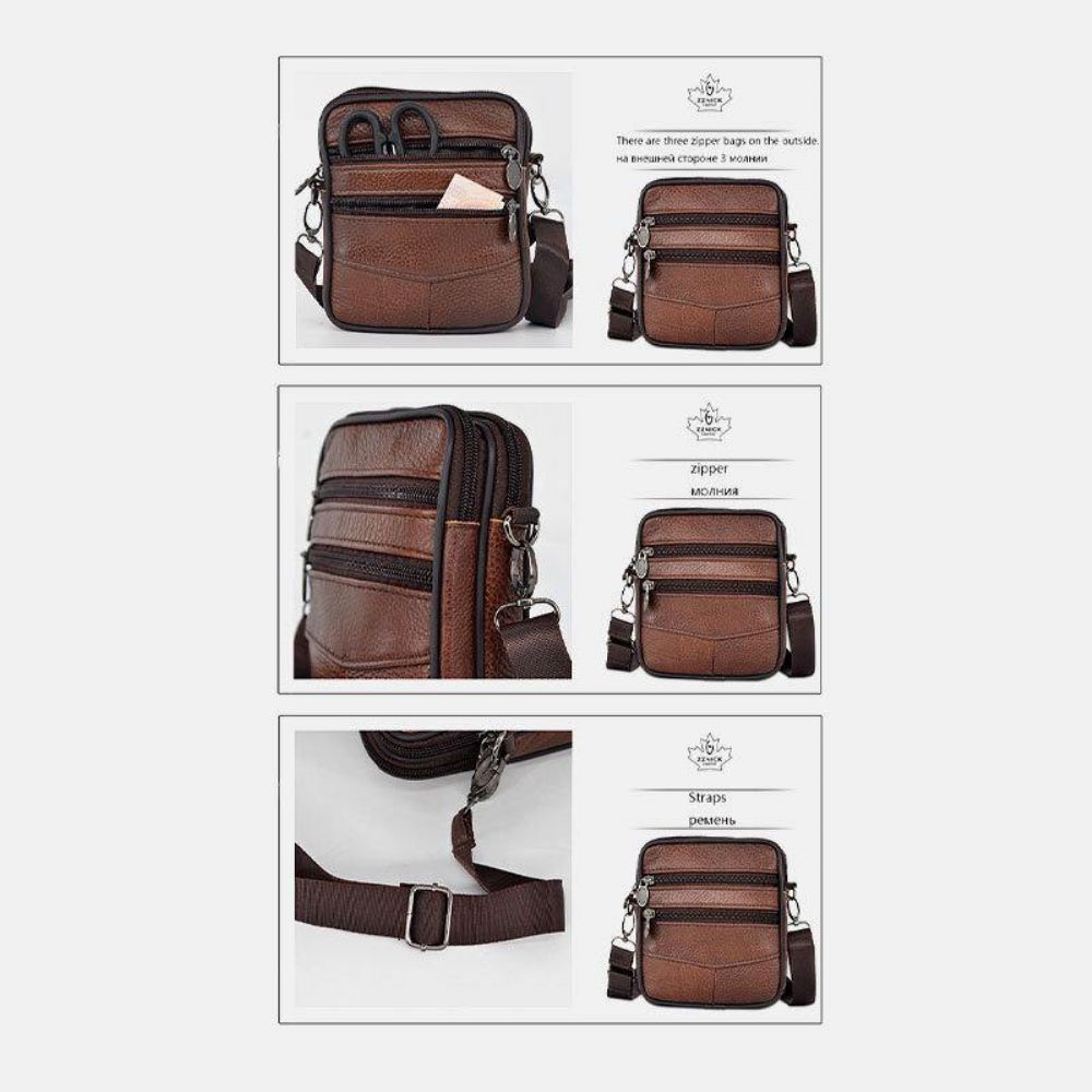 Mannen Lederen Crossbody Tas Met Grote Capaciteit Grote Capaciteit