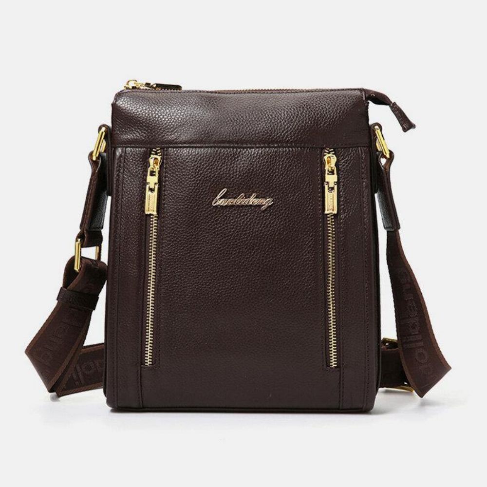 Mannen Lederen Koe Lederen Anti-Diefstal Crossbody Tas Schoudertas