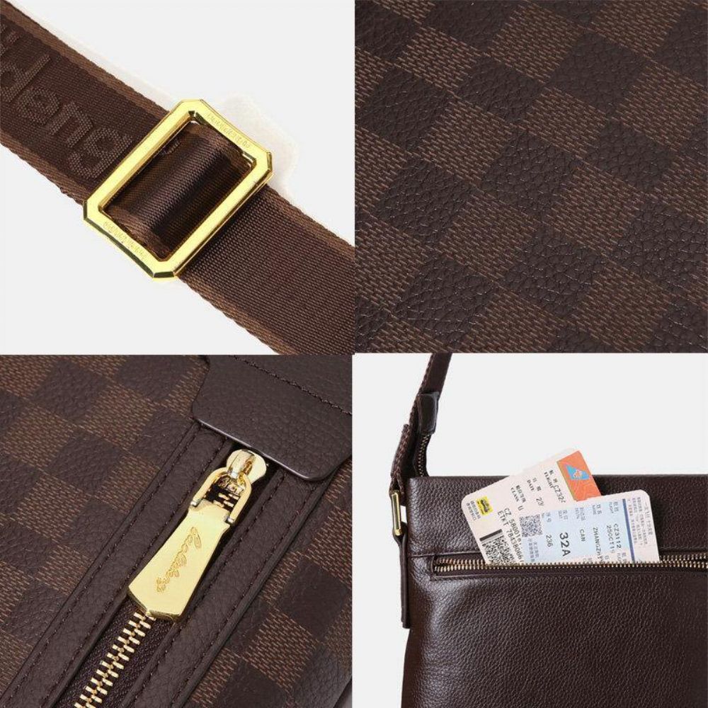 Mannen Lederen Koe Lederen Anti-Diefstal Crossbody Tas Schoudertas