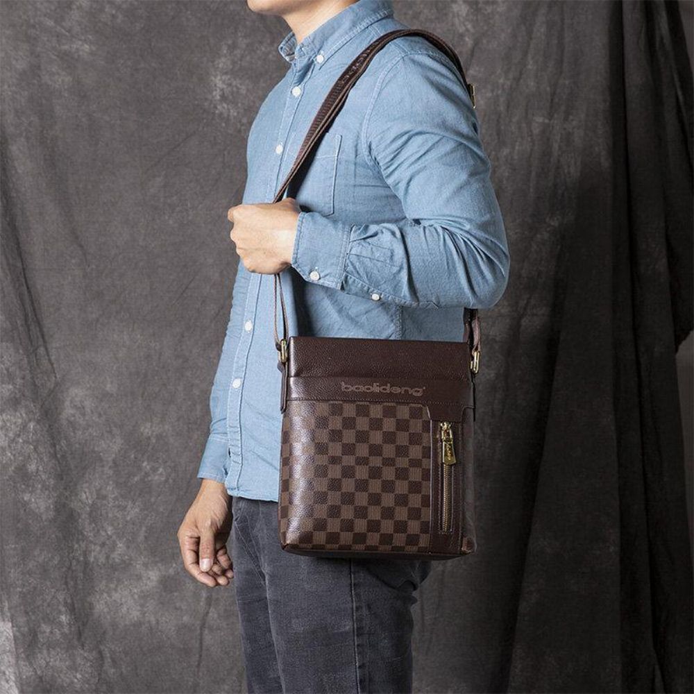 Mannen Lederen Koe Lederen Anti-Diefstal Crossbody Tas Schoudertas