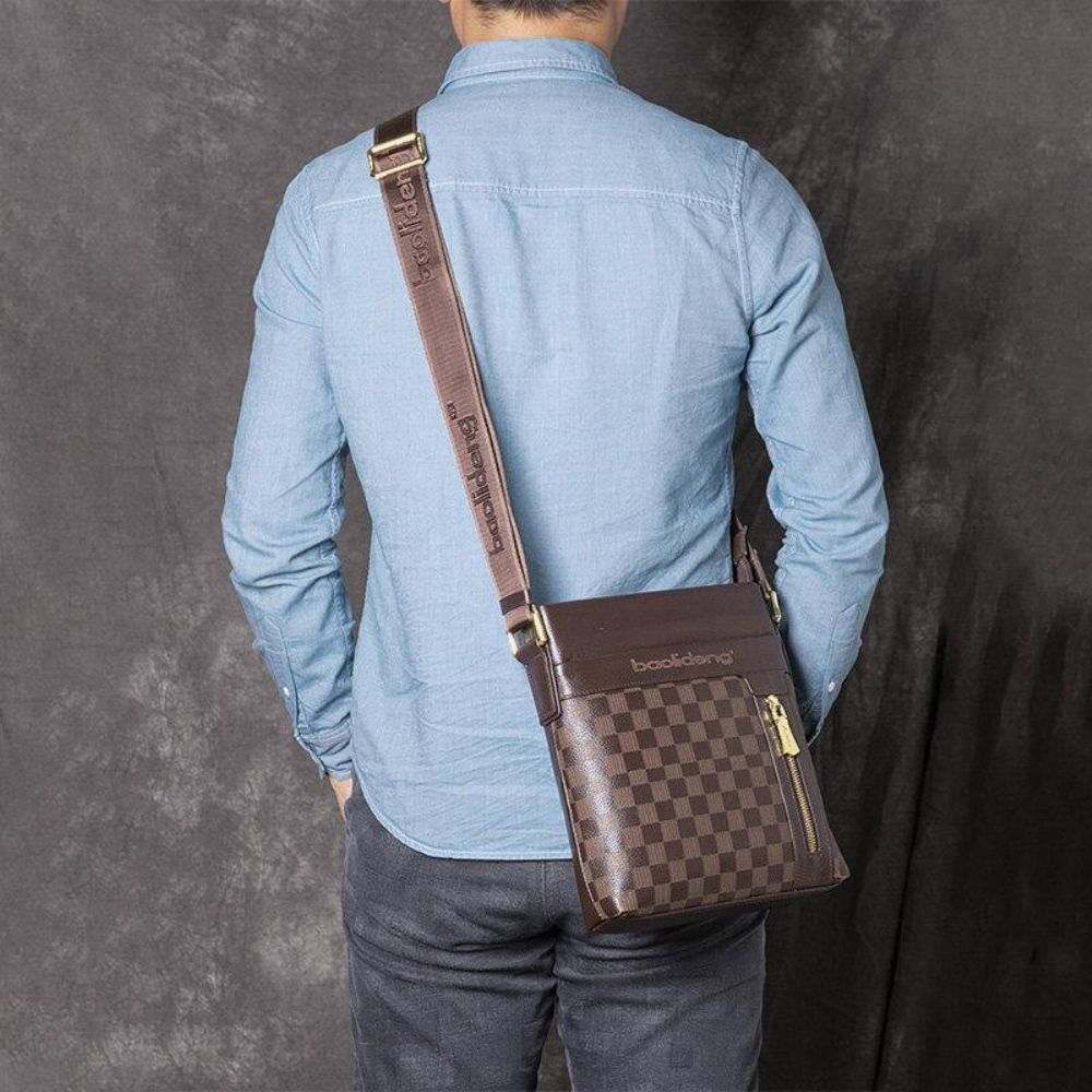 Mannen Lederen Koe Lederen Anti-Diefstal Crossbody Tas Schoudertas