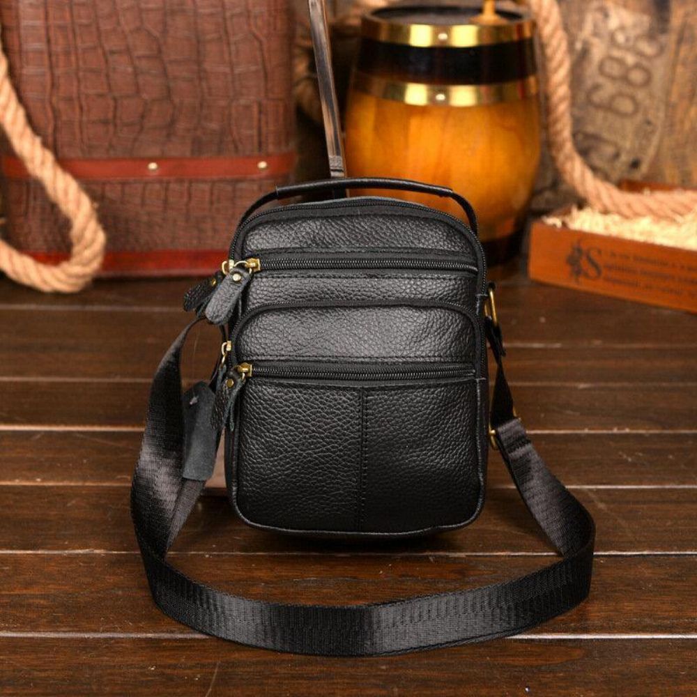 Mannen Lederen Multi-Pocket Vintage 6.3 Inch Telefoontas Crossbody Tassen Schoudertas Handtas