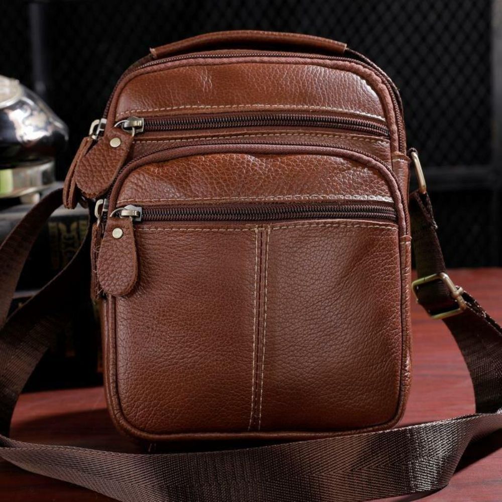 Mannen Lederen Multi-Pocket Vintage 6.3 Inch Telefoontas Crossbody Tassen Schoudertas Handtas