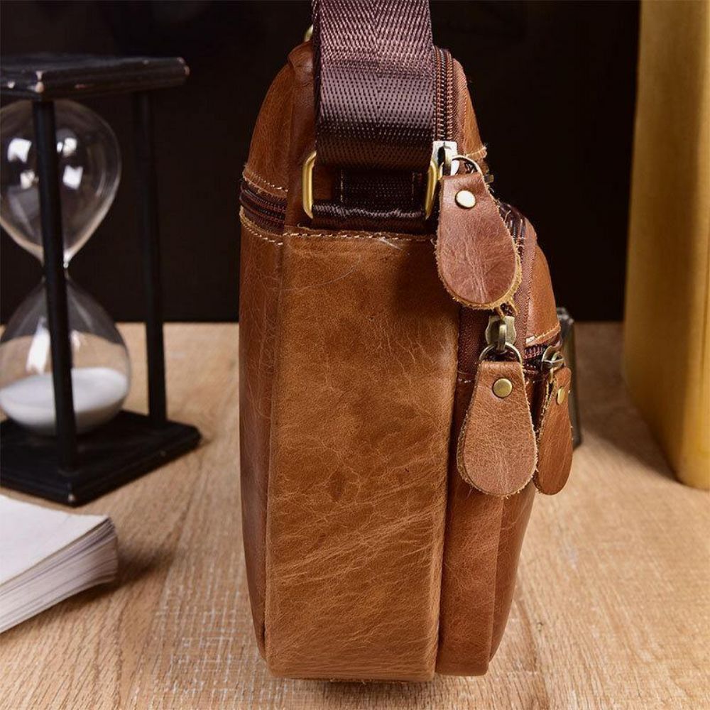 Mannen Lederen Multi-Pocket Vintage 6.3 Inch Telefoontas Crossbody Tassen Schoudertas Handtas