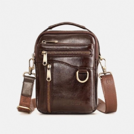 Mannen Lederen Multifunctionele Multi-Carry 4 Kaartsleuven Crossbody Tas Heuptas