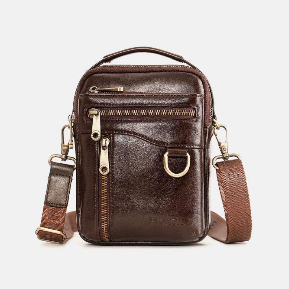 Mannen Lederen Multifunctionele Multi-Carry 4 Kaartsleuven Crossbody Tas Heuptas