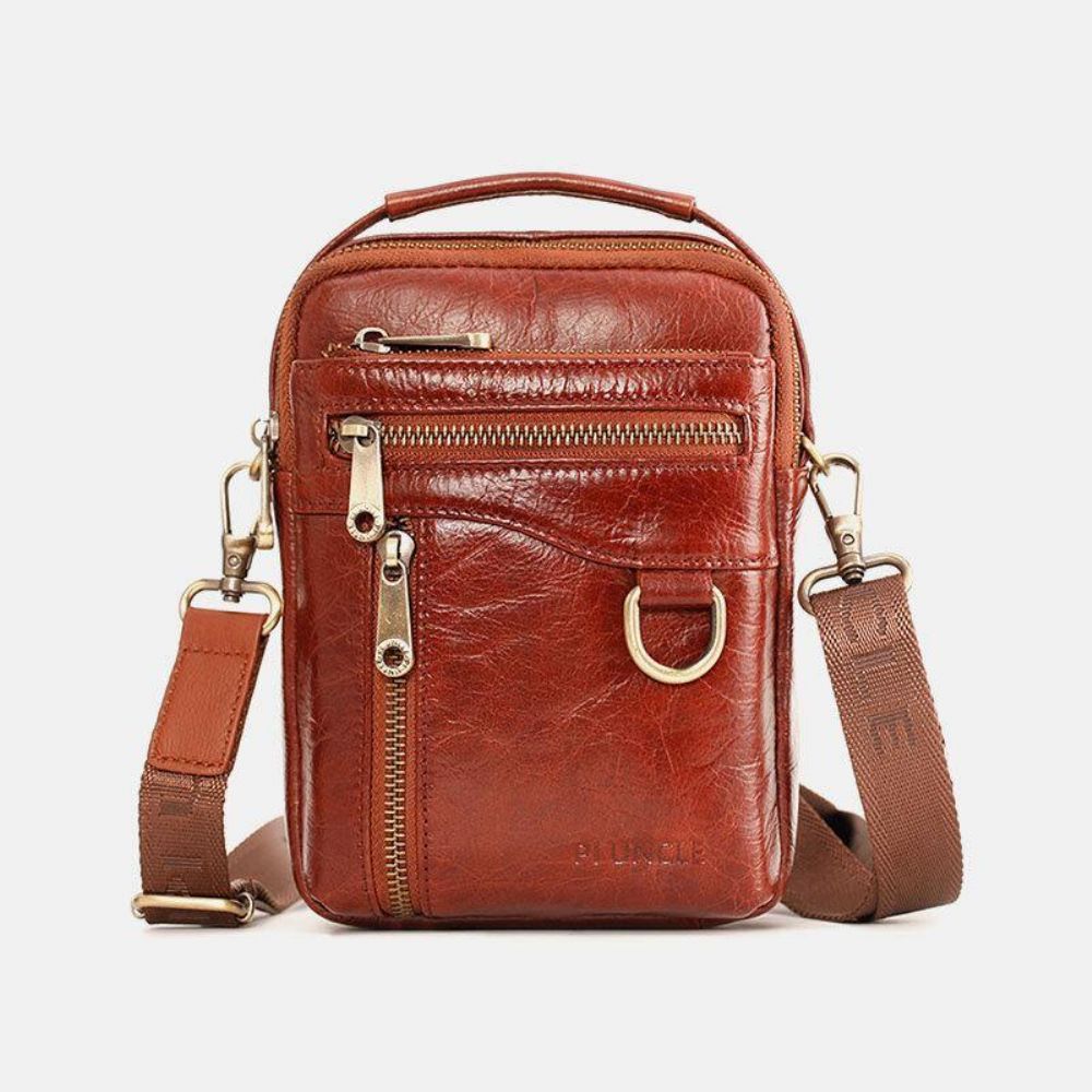 Mannen Lederen Multifunctionele Multi-Carry 4 Kaartsleuven Crossbody Tas Heuptas