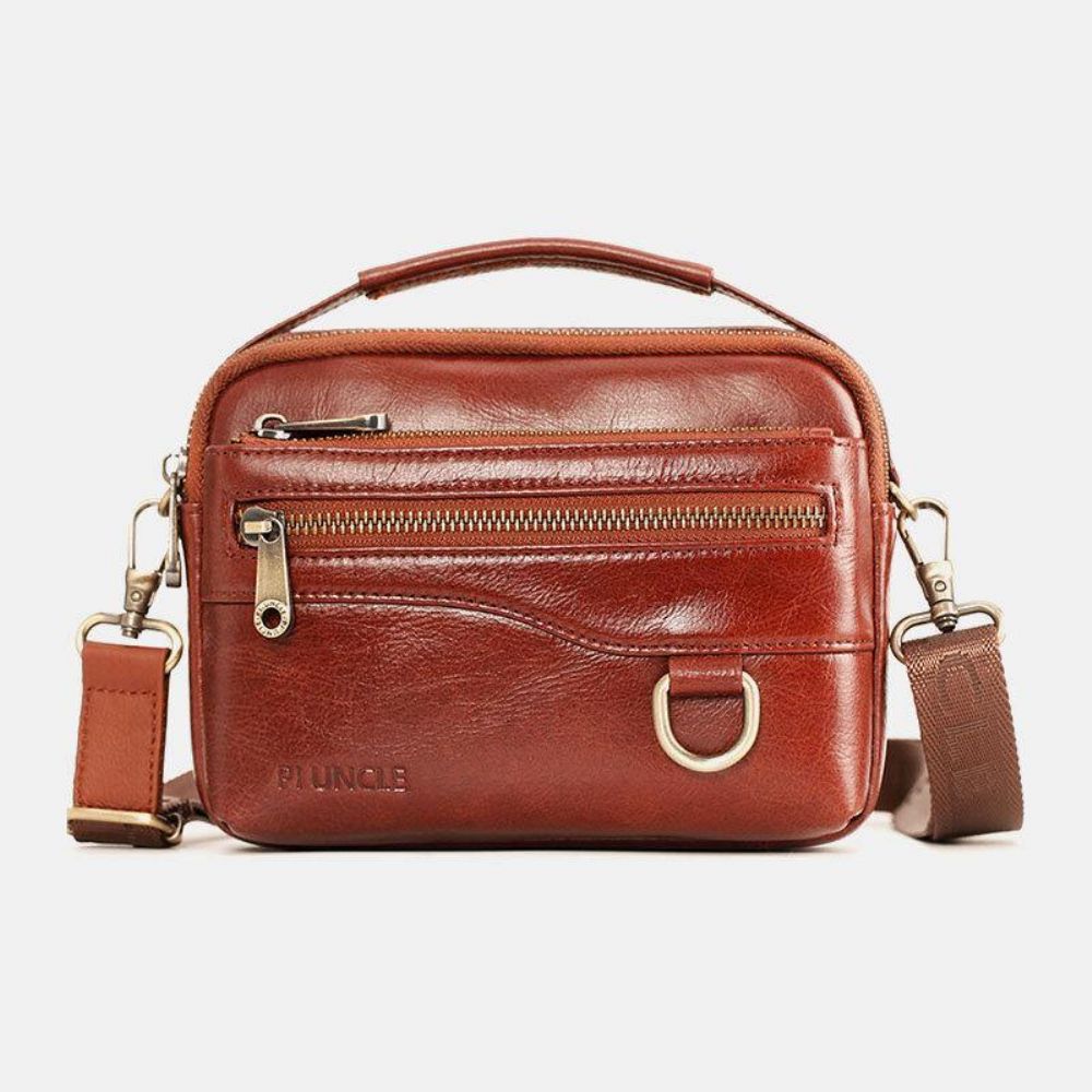 Mannen Lederen Multifunctionele Multi-Carry 4 Kaartsleuven Crossbody Tas Heuptas