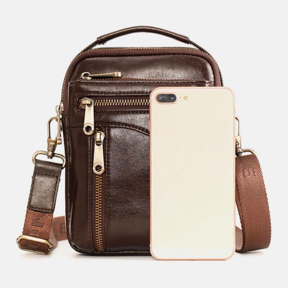 Mannen Lederen Multifunctionele Multi-Carry 4 Kaartsleuven Crossbody Tas Heuptas