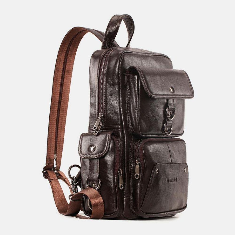 Mannen Lederen Multifunctionele Multi-Carry Outdoor Reizen Koeienhuid Crossbody Tas Rugzak