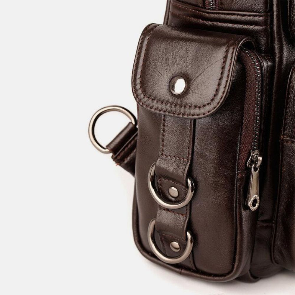 Mannen Lederen Multifunctionele Multi-Carry Outdoor Reizen Koeienhuid Crossbody Tas Rugzak