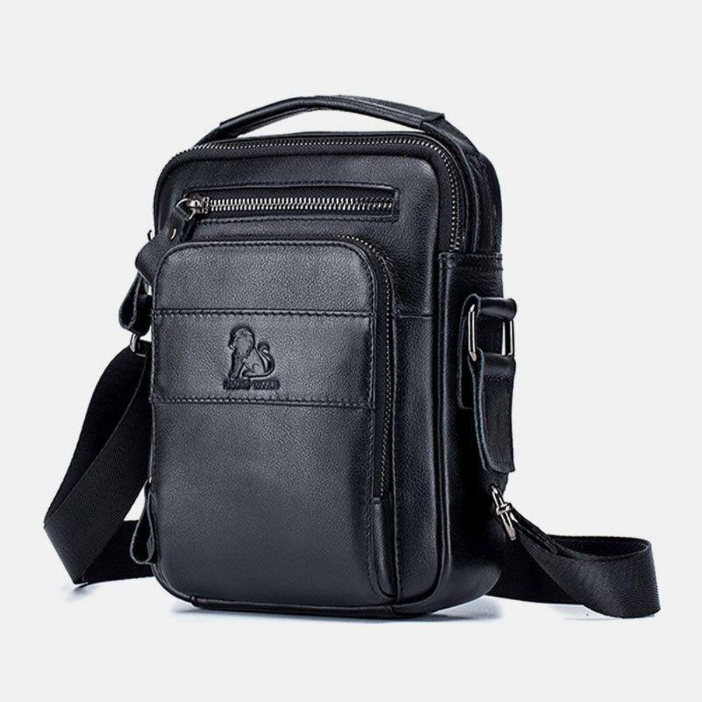 Mannen Lederen Multifunctionele Multi-Pocket Waterdichte Crossbody Tas Schoudertas