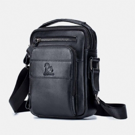 Mannen Lederen Multifunctionele Multi-Pocket Waterdichte Crossbody Tas Schoudertas