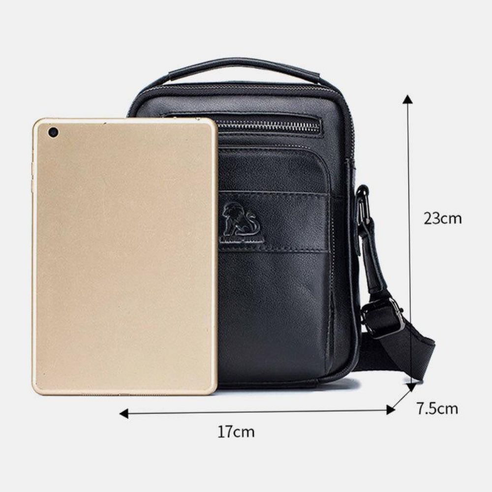 Mannen Lederen Multifunctionele Multi-Pocket Waterdichte Crossbody Tas Schoudertas