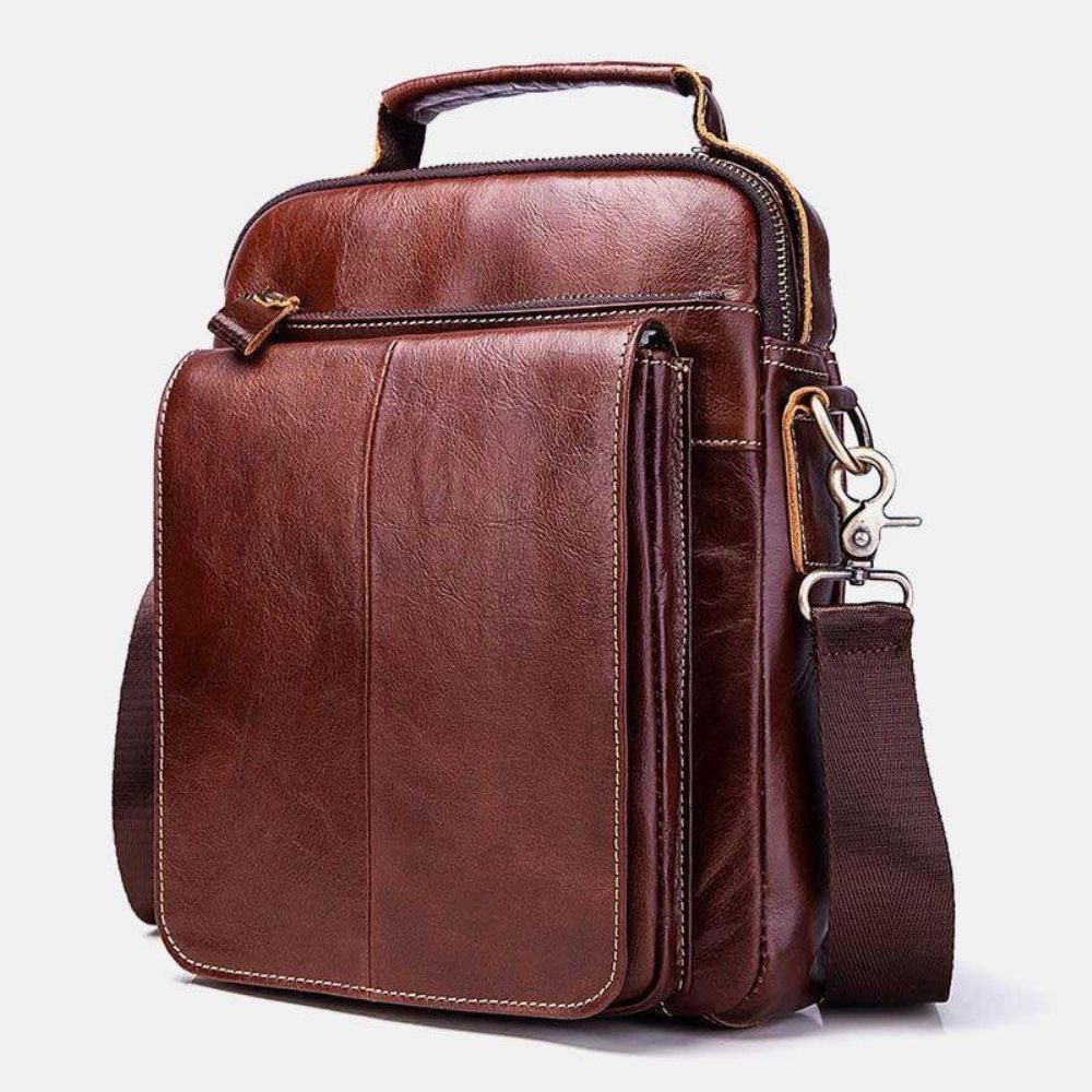 Mannen Lederen Retro Multifunctionele Multi-Pockets Multi-Layer Crossbody Tas