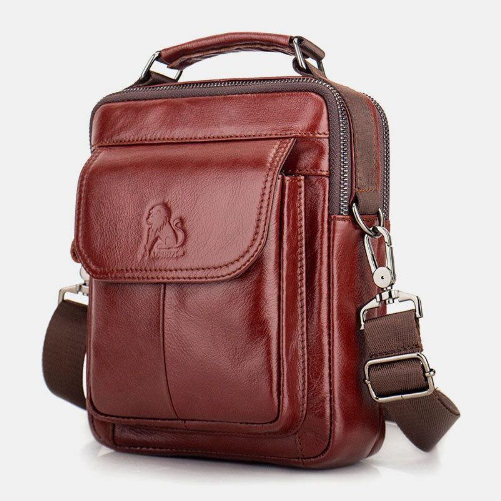 Mannen Lederen Retro Zakelijke Lederen Schoudertas Crossbody Tas