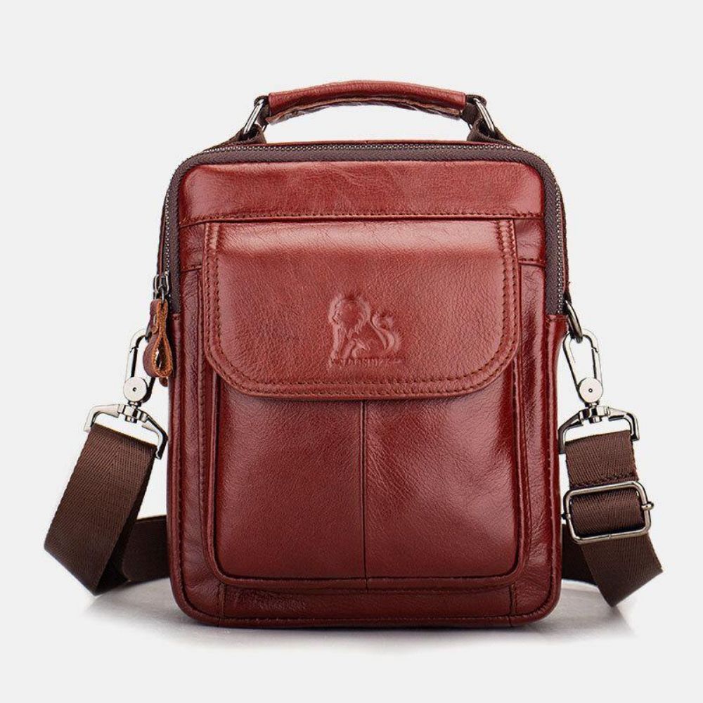 Mannen Lederen Retro Zakelijke Lederen Schoudertas Crossbody Tas