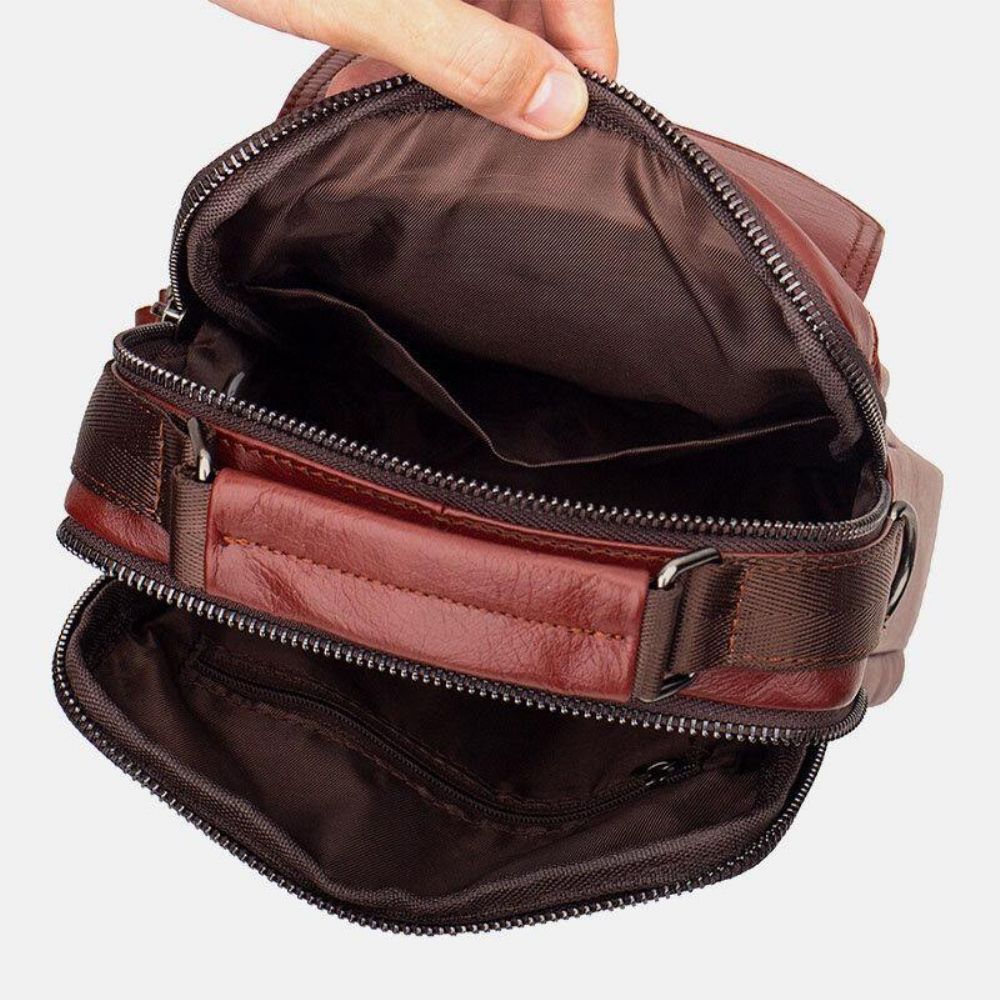 Mannen Lederen Retro Zakelijke Lederen Schoudertas Crossbody Tas