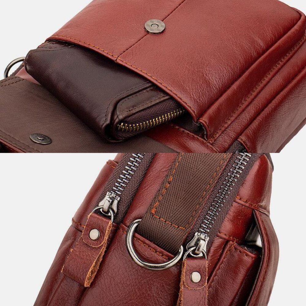 Mannen Lederen Retro Zakelijke Lederen Schoudertas Crossbody Tas