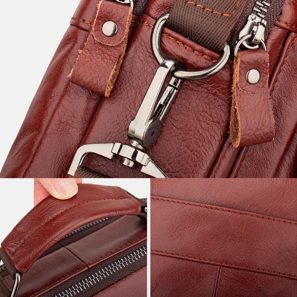 Mannen Lederen Retro Zakelijke Lederen Schoudertas Crossbody Tas