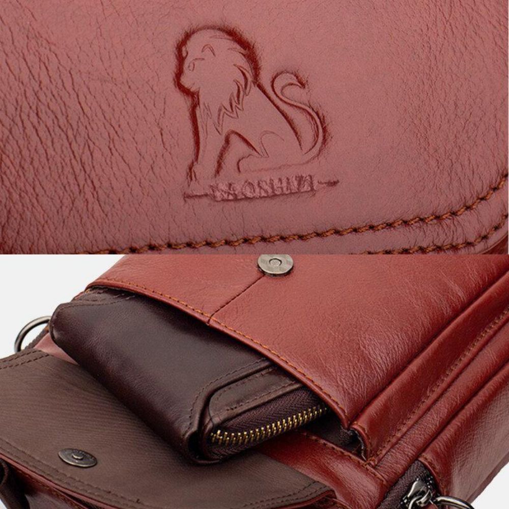 Mannen Lederen Retro Zakelijke Lederen Schoudertas Crossbody Tas