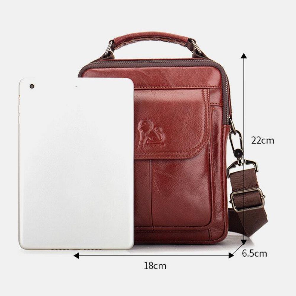 Mannen Lederen Retro Zakelijke Lederen Schoudertas Crossbody Tas