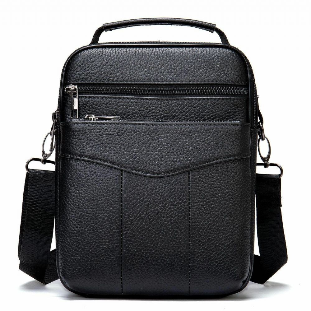 Mannen Lederen Retro Zakelijke Verticale Handtas Crossbody Tas