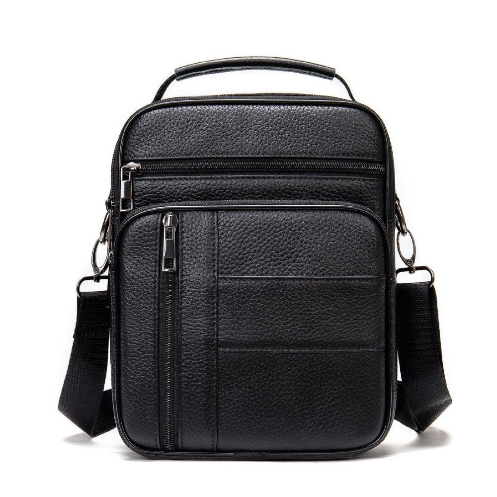 Mannen Lederen Retro Zakelijke Verticale Handtas Crossbody Tas