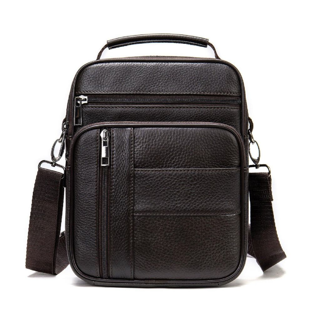 Mannen Lederen Retro Zakelijke Verticale Handtas Crossbody Tas