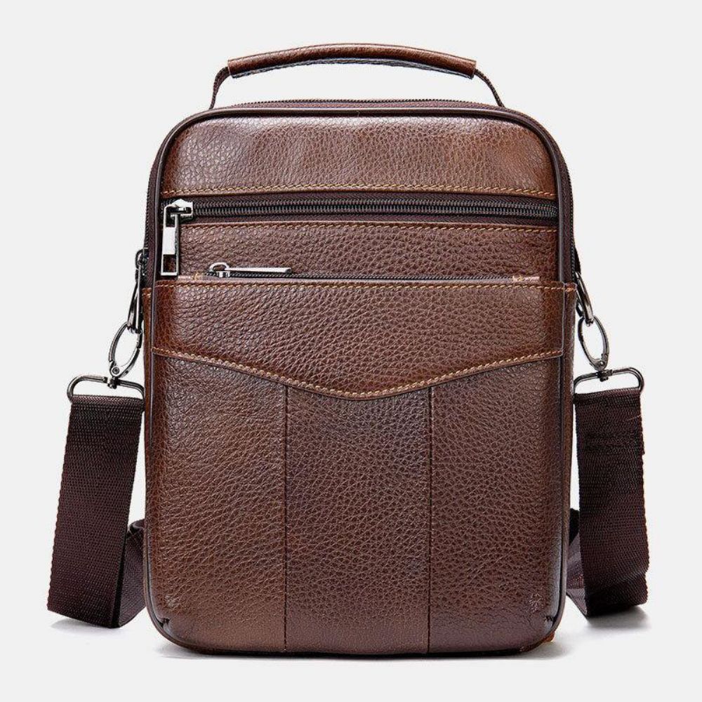 Mannen Lederen Retro Zakelijke Verticale Handtas Crossbody Tas