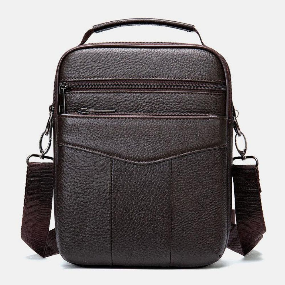 Mannen Lederen Retro Zakelijke Verticale Handtas Crossbody Tas