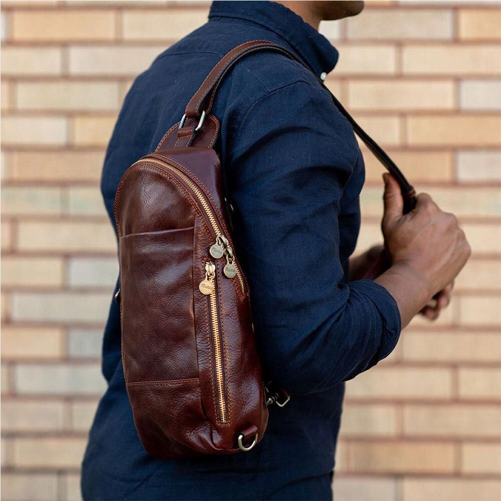 Mannen Pu Lederen Anti-Diefstal Vintage Casual Schoudertas Crossbody Tas Borst Tas Sling Bag Hippie Tas