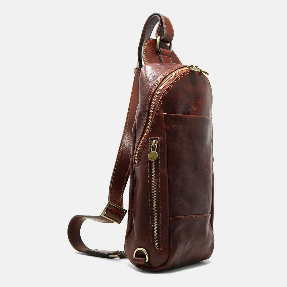 Mannen Pu Lederen Anti-Diefstal Vintage Casual Schoudertas Crossbody Tas Borst Tas Sling Bag Hippie Tas