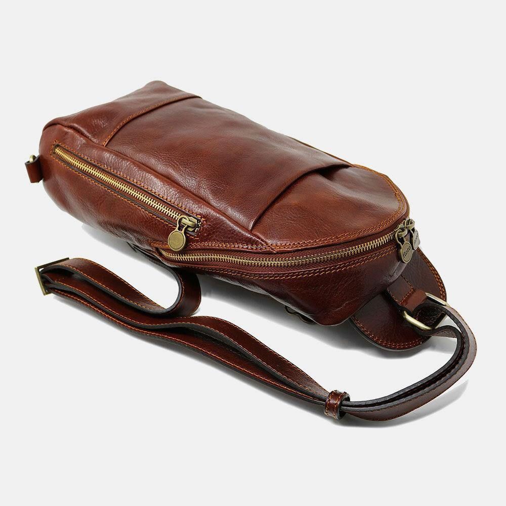 Mannen Pu Lederen Anti-Diefstal Vintage Casual Schoudertas Crossbody Tas Borst Tas Sling Bag Hippie Tas