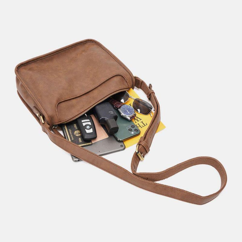 Mannen Pu Lederen Grote Capaciteit Vintage 6.3 Inch Telefoon Tas Messenger Bag Crossbody Tassen Schoudertas