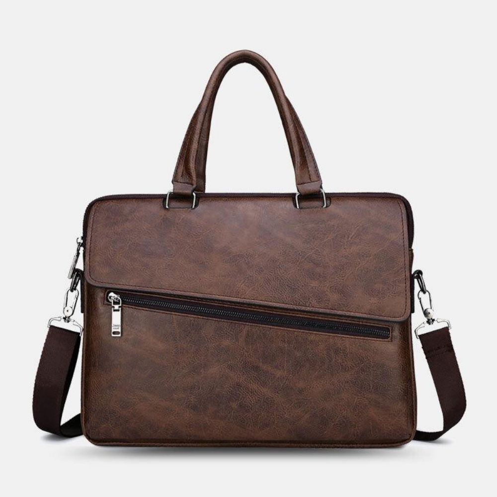 Mannen Pu Lederen Multifunctionele Anti-Diefstal Vintage Zakelijke Messengertas Crossbody Tas Handtas Schoudertas