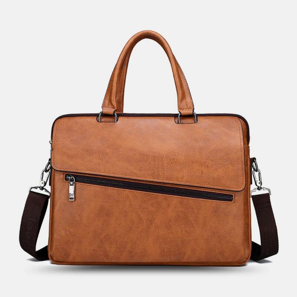 Mannen Pu Lederen Multifunctionele Anti-Diefstal Vintage Zakelijke Messengertas Crossbody Tas Handtas Schoudertas